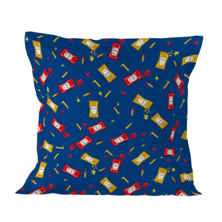 Funda de almohada HappyFriday Baleno Teen Blue Hotdog Multicolor 80 x 80 cm