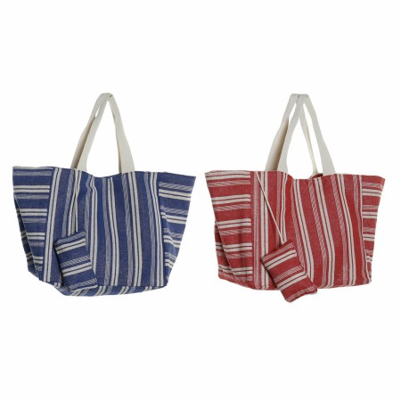 Sac DKD Home Decor Porte-monnaie Rayures Polyester Coton (39 x 26 x 34 cm) (2 pcs)