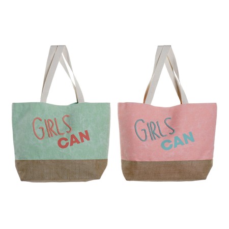 Sac DKD Home Decor Girls Can Polyester Coton (38 x 14 x 38 cm) (2 pcs)