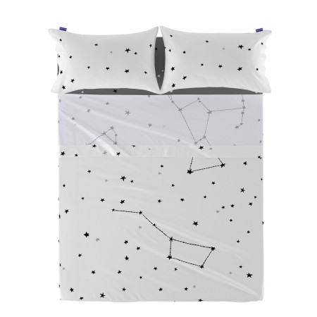 Drap HappyFriday Blanc Constellation Multicouleur 160 x 270 cm (Etoiles)