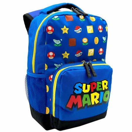 Mochila Escolar Super Mario Azul 35 x 24 x 12 cm