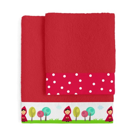 Ensemble de serviettes de toilette HappyFriday Mr Fox Grandma Rouge 2 Pièces