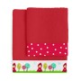 Ensemble de serviettes de toilette HappyFriday Mr Fox Grandma Rouge 2 Pièces