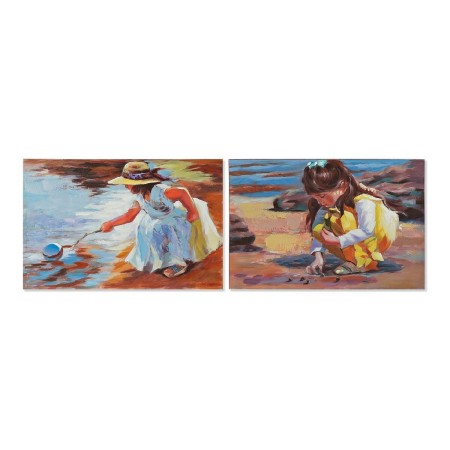 Cadre DKD Home Decor Girl Plage (90 x 2,8 x 60 cm) (2 Unités)