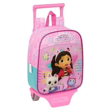 Mochila Escolar con Ruedas Gabby's Dollhouse Party Rosa 22 x 27 x 10 cm