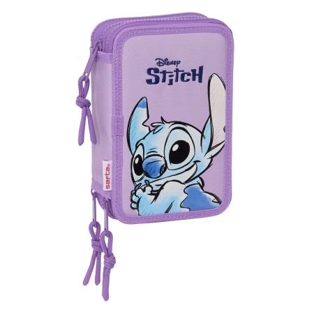 Pochette à crayons triple Lilo & Stitch Sweet Bleu Lila 12,5 x 19,5 x 5,5 cm 36 Pièces