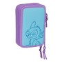 Plumier Triple Lilo & Stitch Sweet Azul Lila 12,5 x 19,5 x 5,5 cm 36 Piezas