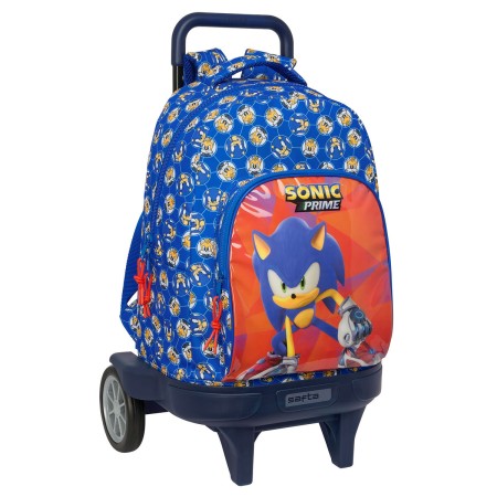 Mochila Escolar con Ruedas Sonic Prime Azul 33 x 45 x 22 cm