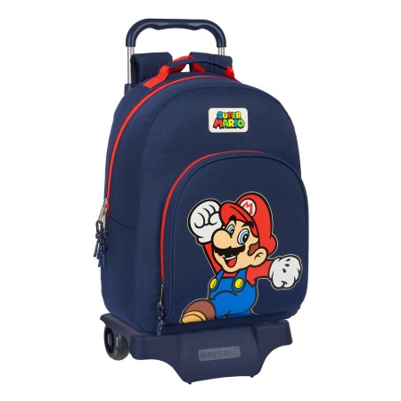 Mochila Escolar con Ruedas Super Mario World Azul marino 32 x 42 x 15 cm