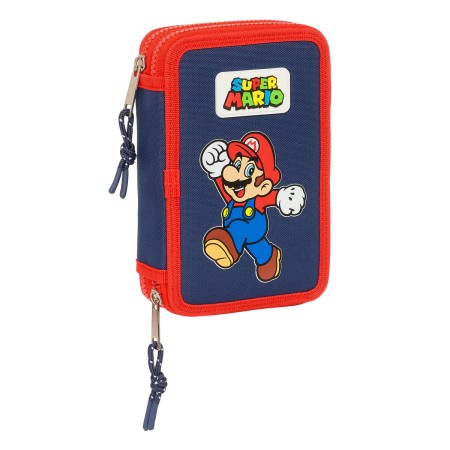 Plumier Doble Super Mario World Azul marino 12.5 x 19.5 x 4 cm 28 piezas