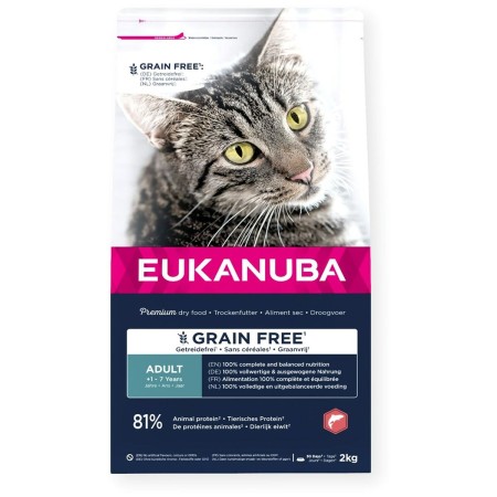 Aliments pour chat Eukanuba Grain Free Adult Salmon Poisson 2 Kg