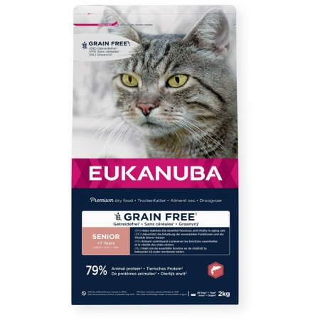 Aliments pour chat Eukanuba Grain Free Senior Salmon Poisson 2 Kg