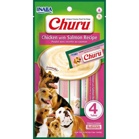 Snack pour chiens Inaba INABA Churu Pollo con salmon Poulet Saumon Poisson 4 x 14 g