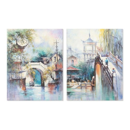 Cadre DKD Home Decor Village Toile (90 x 3 x 120 cm) (2 Unités)