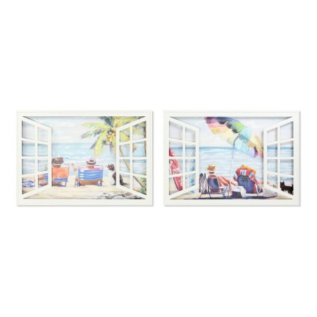 Cadre DKD Home Decor Window Plage méditerranéen (120 x 4,5 x 80 cm) (2 Unités)