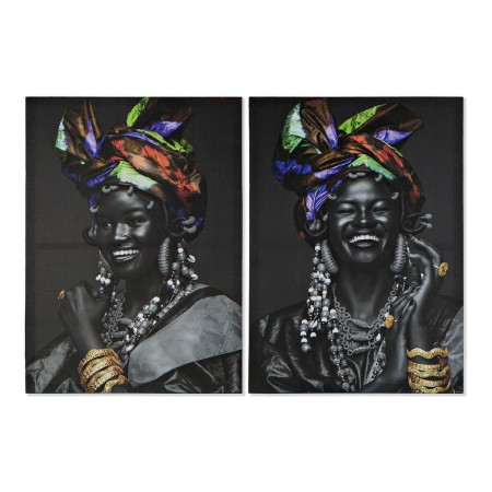 Cadre DKD Home Decor S3013642 Toile Africaine Colonial (50 x 1,8 x 70 cm) (2 Unités)