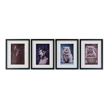 Cadre DKD Home Decor Cat and Dog animaux (35 x 2 x 45 cm) (4 Unités)