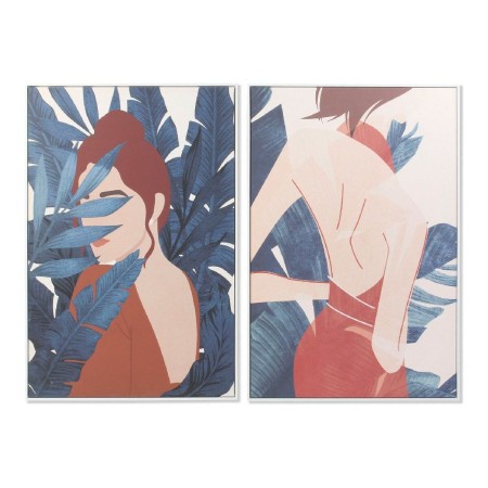 Cadre DKD Home Decor Woman Toile Femme Tropical (83 x 4,5 x 123 cm) (2 Unités)