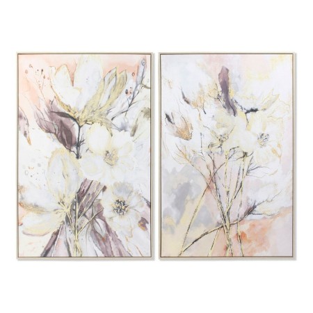 Cadre DKD Home Decor Toile Abstrait Fleurs (83 x 4,5 x 123 cm) (2 Unités)