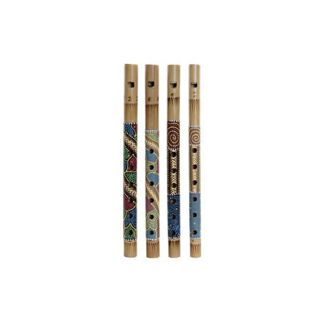 Figurine Décorative DKD Home Decor Flûte à Bec Bambou (4 pcs) (30 x 2 x 2 cm)