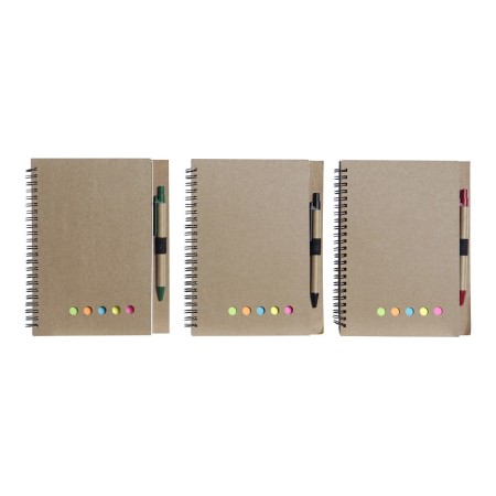 Cahier à Spirales avec Stylo DKD Home Decor Noir Rouge Vert (9 x 9 x 0,5 cm) (3 pcs) (17 x 1 x 21 cm) (14 x 1 x 1 cm)