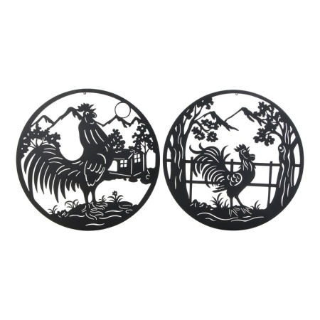 Figurine Décorative DKD Home Decor Coq Métal (2 pcs) (98 x 1 x 98 cm)