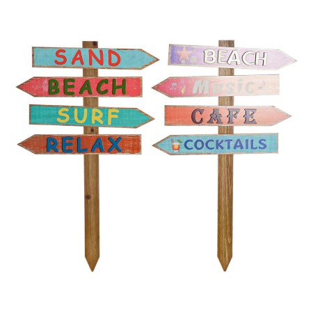 Figurine Décorative DKD Home Decor Signaux Plage Bois MDF (2 pcs) (54.5 x 2.5 x 90 cm)