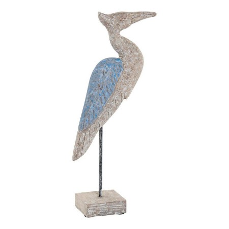 Figurine Décorative DKD Home Decor Bleu Métal Turquoise Bois de manguier Héron (22 x 10,5 x 49 cm)