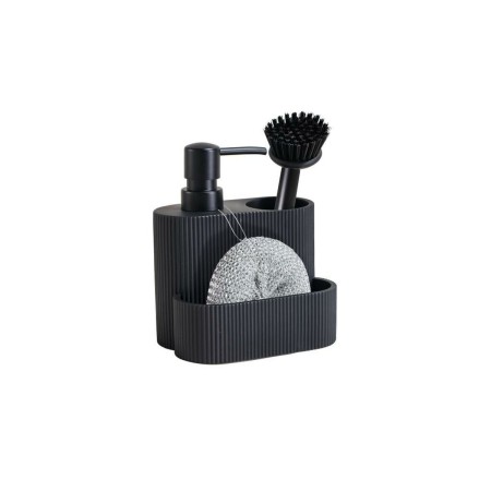 Brosse à récurer avec manche et distributeur de savon Home ESPRIT Noir Résine ABS 13,3 x 9,7 x 15,7 cm