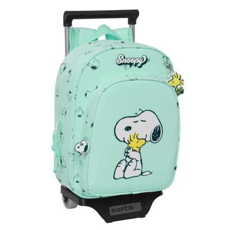 Mochila Escolar con Ruedas Snoopy Groovy Verde 26 x 34 x 11 cm