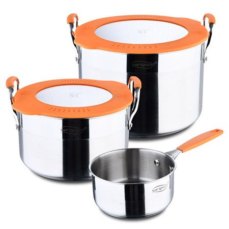 Batterie de Cuisine San Ignacio Compact Noir Orange 5 Pièces