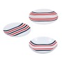 Set de Vajilla Beverly Hills Polo Club Azul Rojo Porcelana Rayas 12 Piezas