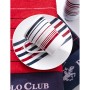 Set de Vajilla Beverly Hills Polo Club Azul Rojo Porcelana Rayas 12 Piezas