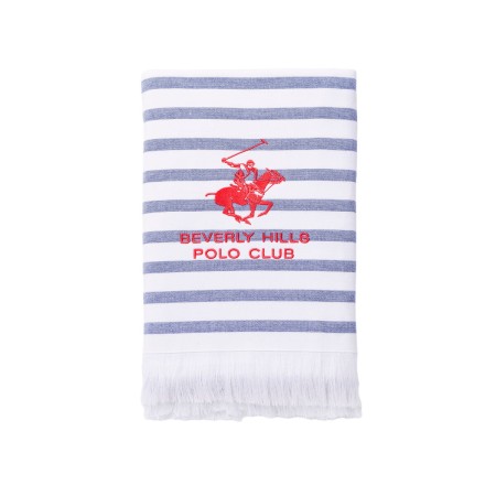 Serviette de toilette Beverly Hills Polo Club Bleu Blanc 100 % coton 80 x 165 cm