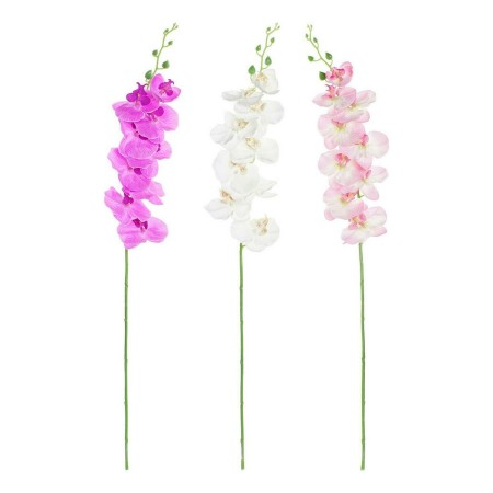 Fleurs décoratives DKD Home Decor Blanc Rose Polyester Plastique Lila (3 pcs) (14 x 7 x 91 cm)