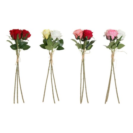 Fleurs décoratives DKD Home Decor Jaune Blanc Rouge Tissu Polyéthylène (4 pcs) (8 x 8 x 55 cm)