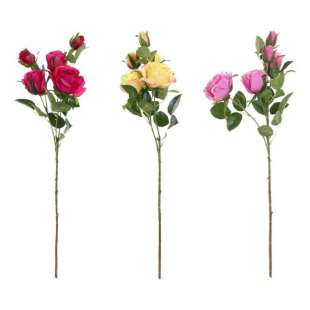 Fleurs décoratives DKD Home Decor Jaune Rose Tissu Polyéthylène Fuchsia (3 pcs)