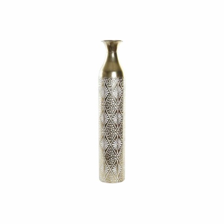 Vase DKD Home Decor Métal Blanc Indien (14.5 x 14.5 x 76.5 cm)