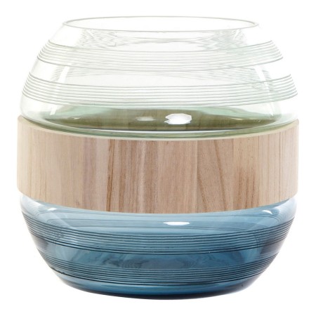 Vase DKD Home Decor Bleu Menthe Bois Verre Moderne (25 x 25 x 22 cm)