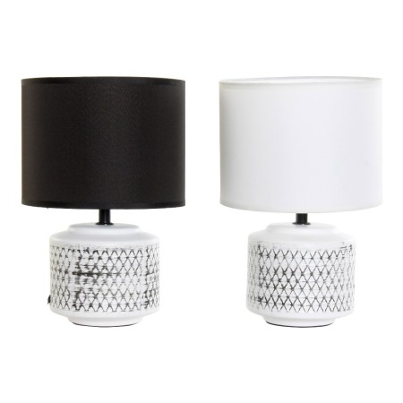 Lampe de bureau DKD Home Decor Blanc Noir Polyester Céramique 25W 220 V (2 pcs) (20 x 20 x 30 cm)