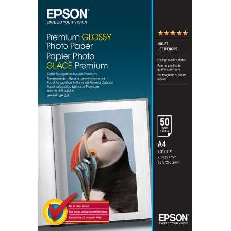 Papier Photo Glacé Epson Premium Glossy Photo Paper - A4 - 50 Hojas A4 50 Volets (1 Unité)