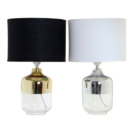 Lampe de bureau DKD Home Decor Blanc Noir Polyester Verre 220 V 50 W (2 pcs) (25 x 25 x 41 cm)