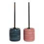 Brosse de salle de wc DKD Home Decor Bleu Rose Acier Grès (2 pcs) (11.5 x 11.5 x 39.5 cm)