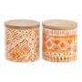 Boîte DKD Home Decor Orange Bambou Porcelaine (2 pcs) (9.8 x 9.8 x 10 cm)