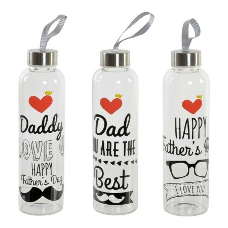 Gourde Father's Day DKD Home Decor Transparent Verre Borosilicaté (550 ml) (3 pcs)