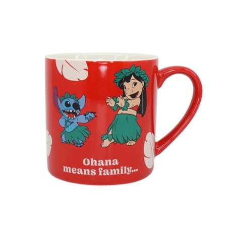 Tasse mug Stitch OHANA MEANS FAMILY Rouge 310 ml