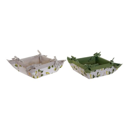 Panier DKD Home Decor Blanc Vert Gris Coton (2 pcs)