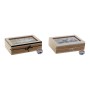 Boîte pour infusions DKD Home Decor Verre Bois MDF (2 pcs) (23 x 15.5 x 6.5 cm)