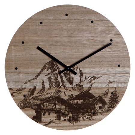 Horloge Murale DKD Home Decor Montagne Noir Bois MDF (30 x 30 x 1.5 cm)