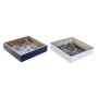 Porte-serviettes DKD Home Decor Métal Blanc Blue marine Bois MDF (2 pcs)